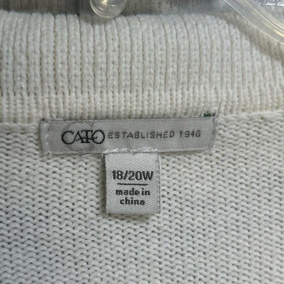 Cato Off-White Cable-Knit Pullover Sweater collared V-Neck Size 18/20W - Picture 2 of 7